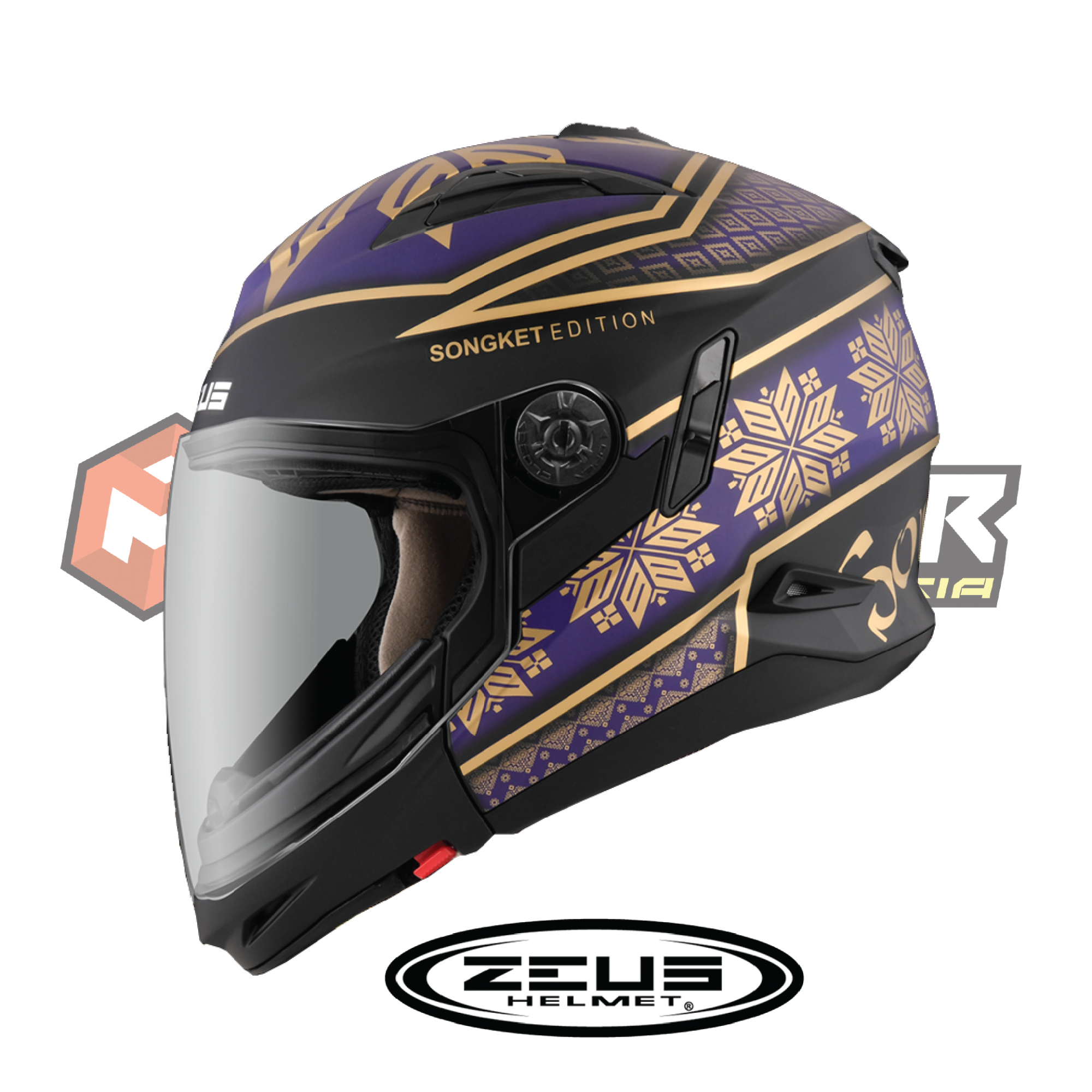カジュッタ ZEUS GJ-613 AJ35 SONGKET MATT BLACK GOLD (FREE SMOKE VISOR)