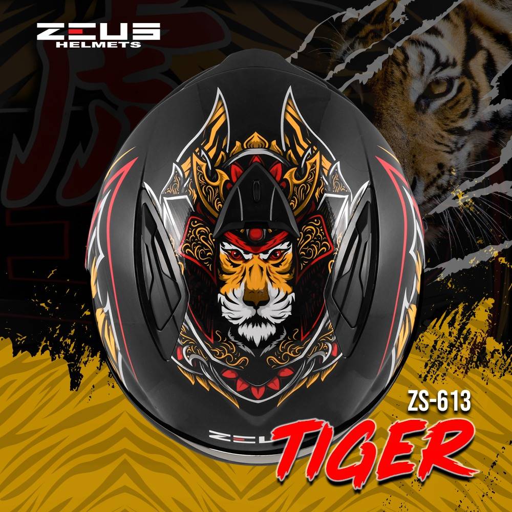 ZEUS GJ-613 AJ34 BLACK RED TIGER (FREE SMOKE VISOR)