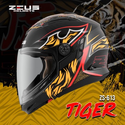 ZEUS GJ-613 AJ34 BLACK RED TIGER (FREE SMOKE VISOR)